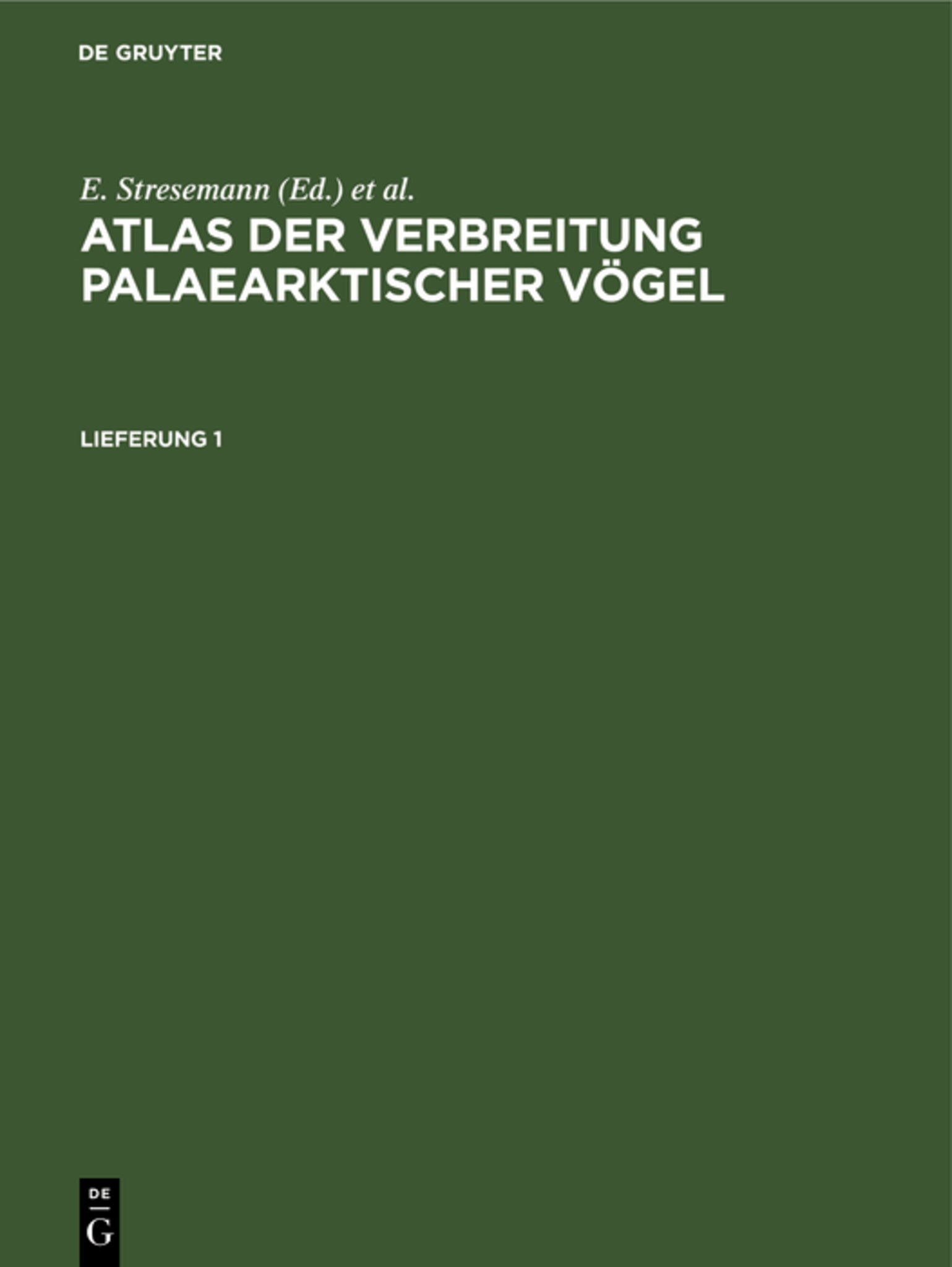 Atlas der Verbreitung palaearktischer Vögel. Lieferung 1